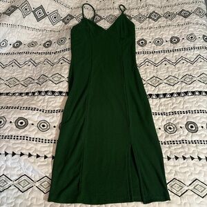 Small green Forever 21 Bodycon dress, with slit